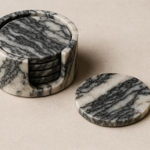 Natural Marble Coaster Set For Luxury Home Decor And Sophisticated Dining Table Protection