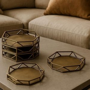 26 Modern Geometric Metal Coaster Set For Luxury Living Room Centerpiece And Artistic Table Styling
