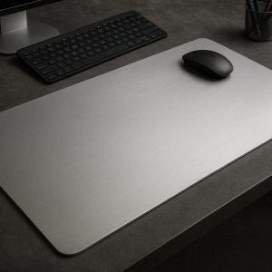 9 Modern Aluminum Desk Pad For Industrial Style Workspace And Heavy Duty Surface Protection Guard